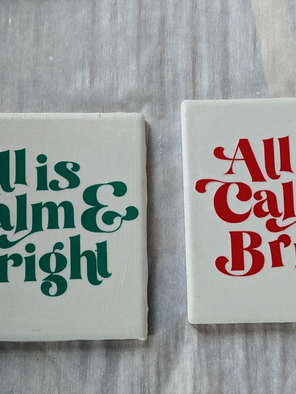 Holiday Set Of 4- Green & Red Festive Coasters